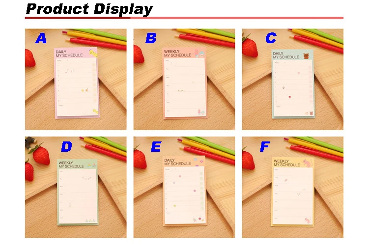 2 PC/Lot  Cute Animal-Imaged  Schedule Memo Pad for Weekly & Daily Plan