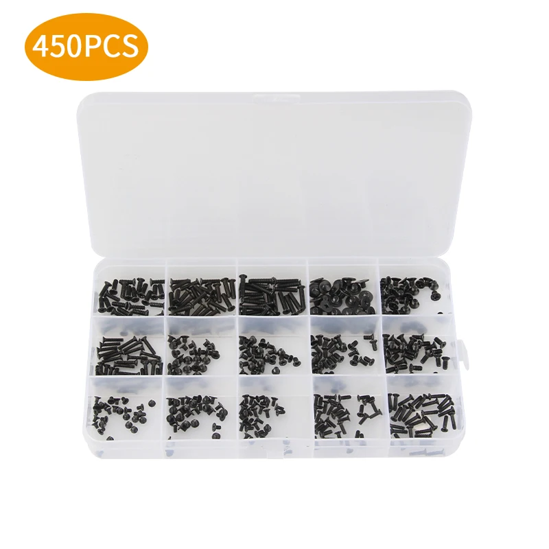 450Pcs Laptop Computer Screws Kit Assemble Fastening Flat Head Black Repair Set For IBM For Dell For Lenovo For Samsung