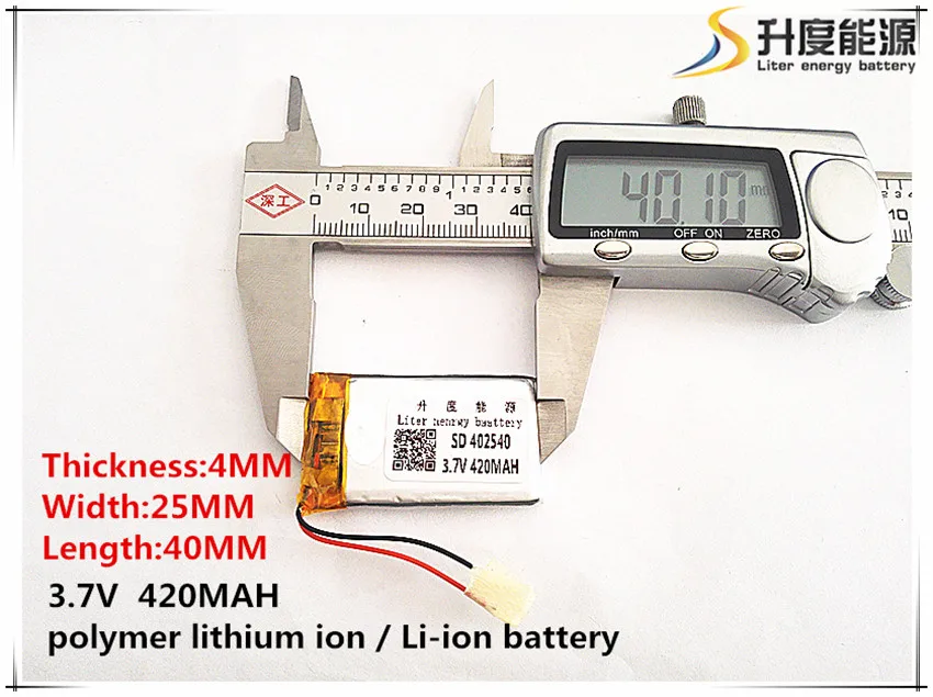 

2pcs [SD] 3.7V,420mAH,[402540] Polymer lithium ion / Li-ion battery for TOY,POWER BANK,GPS,mp3,mp4,cell phone,speaker