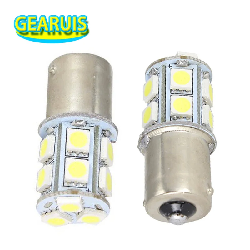 

10pcs 24V Truck LED 1156 BA15S P21W 13 SMD 5050 LED 1157 BAY15D Tail Bulb Brake light bulbs Turn signal lights White 24V