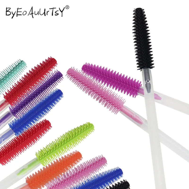 50 stücke Silikon Wimpern Pinsel Mascara Wands Kristall Applikator Augenbraue Kamm Microbrush Lash Verlängerung Liefert Make-Up-Tools