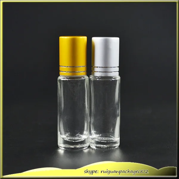 100pcs* 6ml Roll On Portable Clear Glass Refillable Perfume Bottle Empty Essential Oil Case Lip Balms Bottle