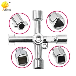 4 Way Universal Cross Triangle Wrench KEY for Train Electrical Elevator Cabinet Valve Alloy Triangle