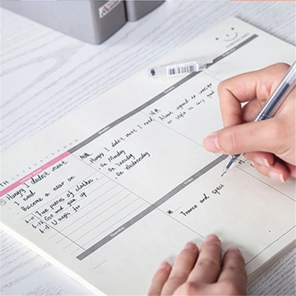 1 book about 60 Sheet A4 Desk Weekly Plan Travel Journal Schedule Planner Memo NotePad Plan Organizer