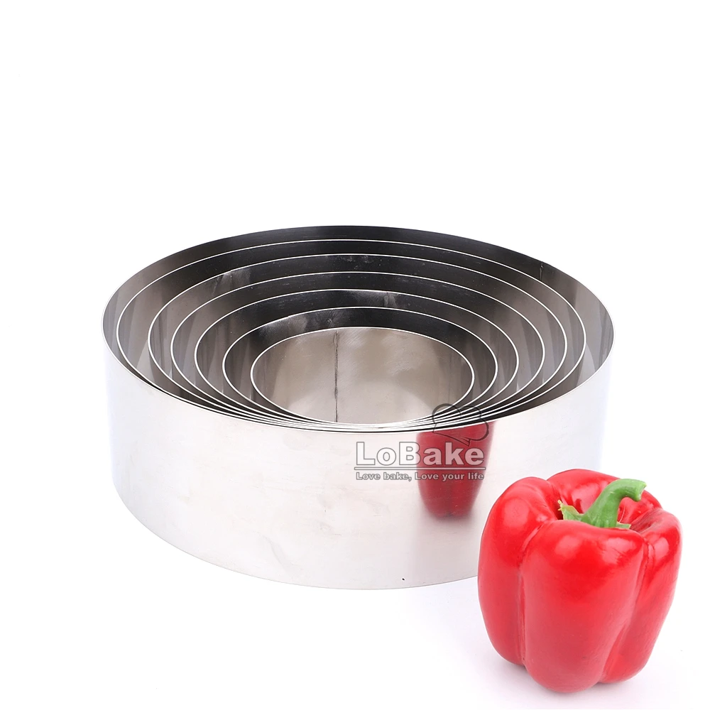 8cm height 4 - 10 inches smooth round shape stainless steel mousse ring plain cake mold cheese baking mould cakes DIY bakery