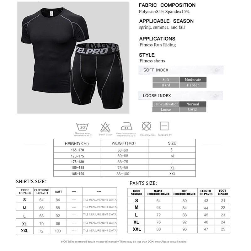 Quick Dry Compression Suits Short Sleeve Shirt+Shorts Men\'s Running Set Fitness Tight Sport Suit Men Outdoor Jogging Sportswear