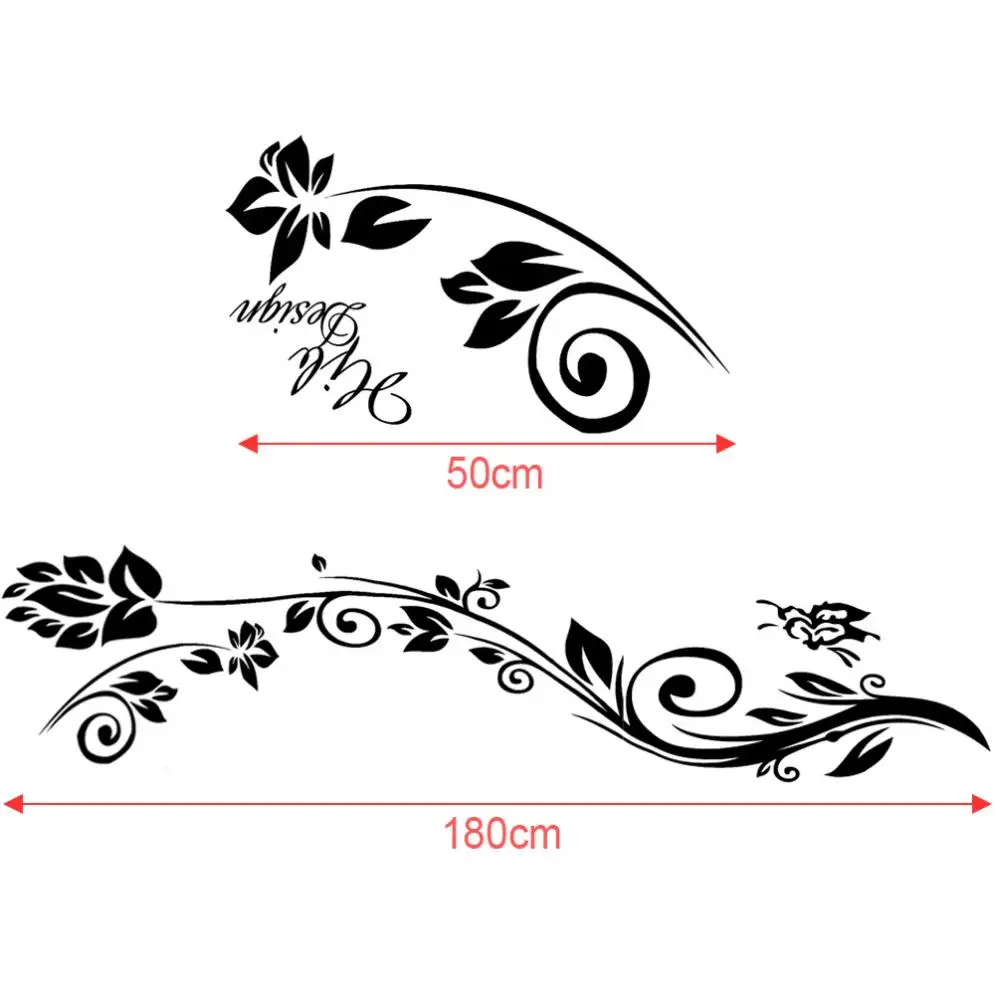 180CM Universal PVC 2 Colors Butterfly Love Flower Totem Personality Car Racing Waist Line Mudguard Body Side Body Sticker