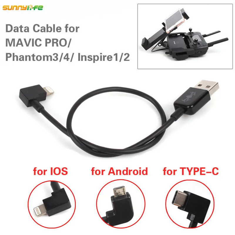 Data Cable USB Line for DJI OM 4  Iphone  IOS Android TYPE-C Port for DJI MAVIC PRO/Mavic 2/Air/ Phantom 4 3 Inspire 1/2 Drone