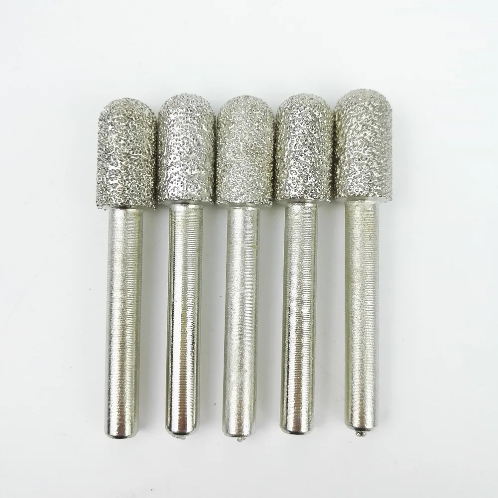 DIATOOL #4 5pcs Vaccum Brazed Diamond Burrs Rotary Tool For Stone Concrete 10x20MM Cylinder Ball End Grinding Head Grinding Bits