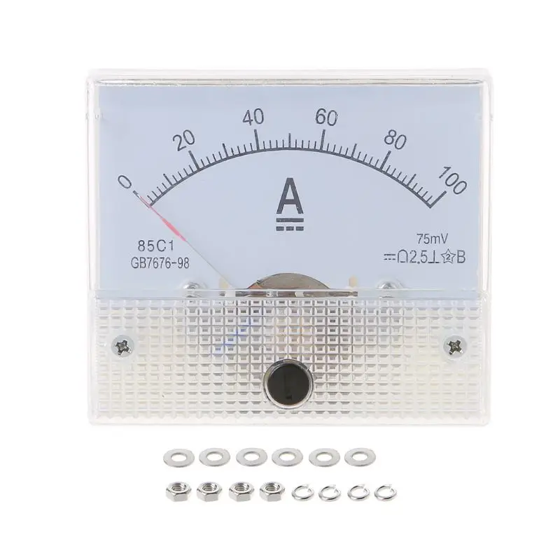 85C1 Ammeter DC Analog Current Meter Panel Mechanical Pointer Type 1/2/3/30/50/100A 50/100/200/500mA