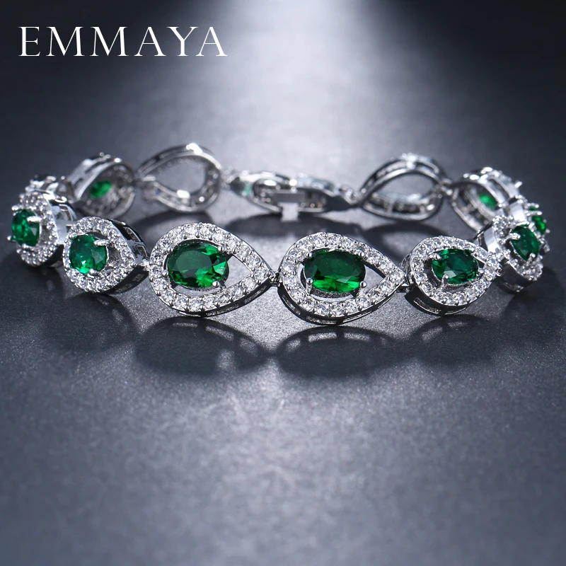 EMMAYA AAA High Quality Green Crystal Stone Bracelets For Ladies Fashion Cheap Women Wedding Jewelry