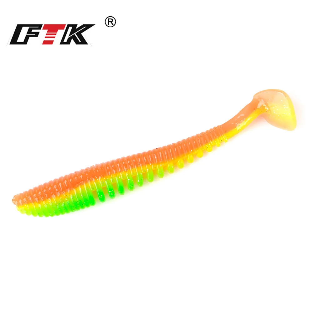 FTK 75mm 100mm 125mm Silicone Bait Smell Soft Fishing Lure 4-10PCS Wobblers Worm Shad Artificial Fishing Bait For Bass