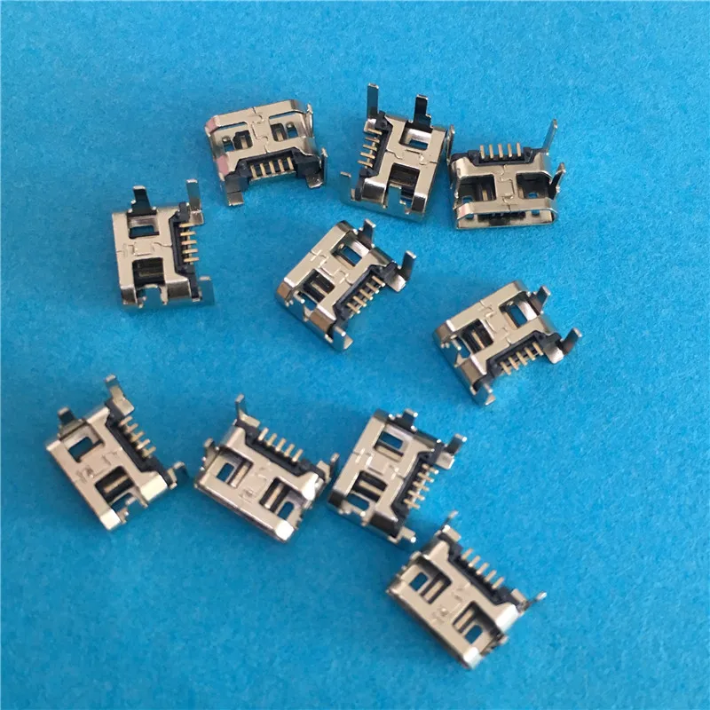 

10PCS YT2011Y Micro USB 5P 4 feet 5 Pin USB socket plug board type plate-insert Connector Copper High Quality On Sale