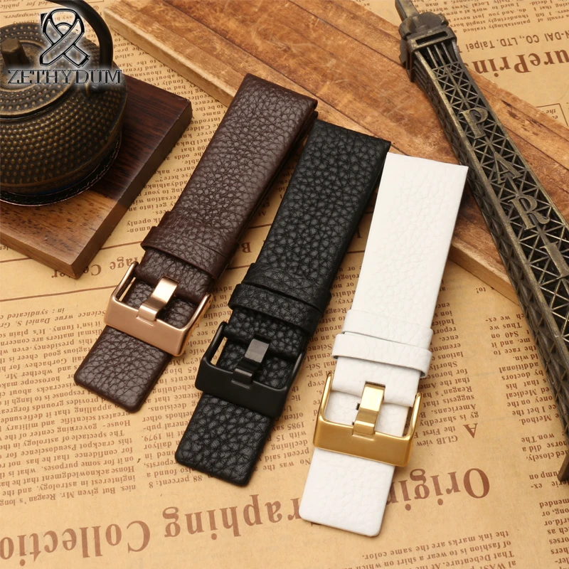 Men\'s watchband 22 24 26 27 28 30mm watch bracelet For diesel watches band black Brown white genuine Leather watch band