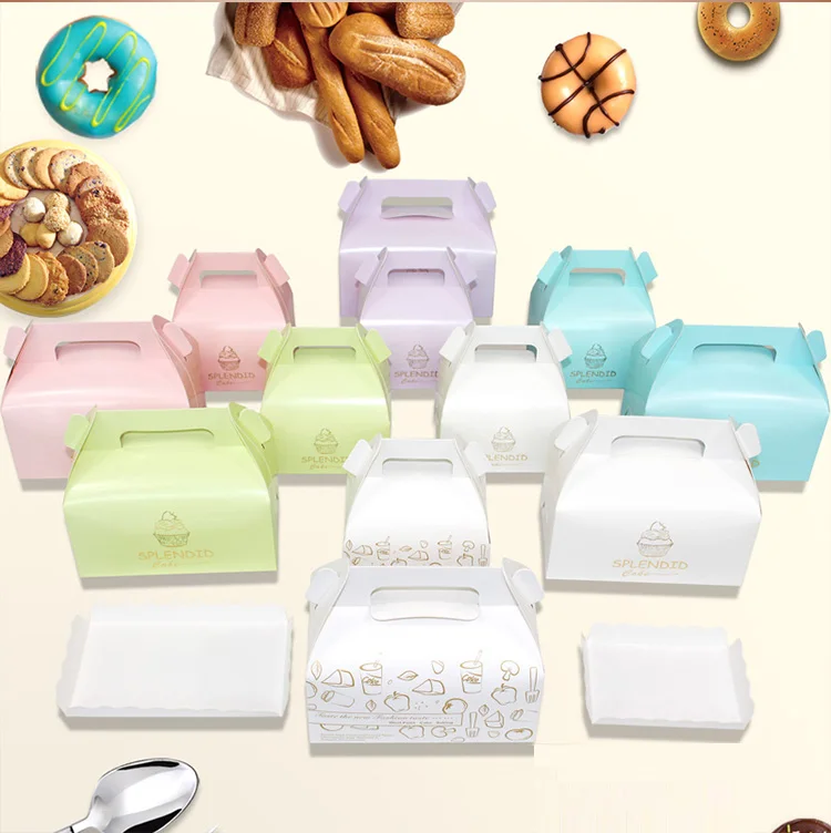 1000 pcs cupcake boxes handle Bronzing muffin Mousse cake Packaging wedding Home Party birthday Cookies baking Package gift box