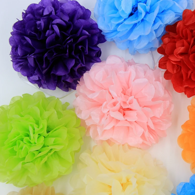 Sales Promotion 8\'(20cm) 1pcTissue Paper Pom Poms Wedding Party Decor Paper Flower For Wedding Decoration /Garden Supplies