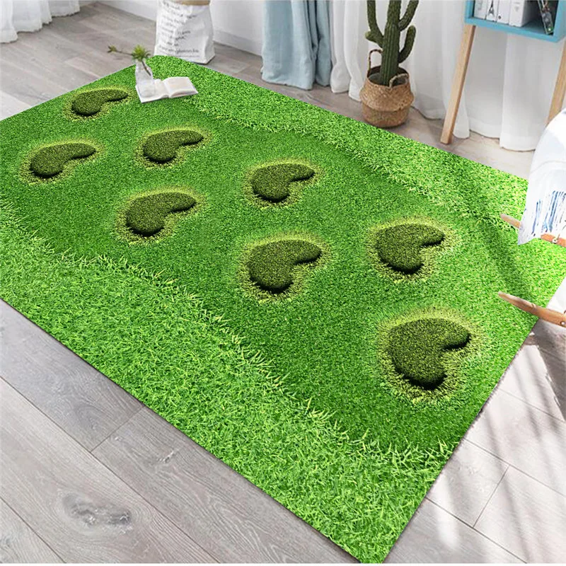 

Nordic Green Pastoral Style 3D Carpet Living Room Flower Mats Sofa Coffee Table Anti-Slip Balcony Bedroom Bedside Area Rugs