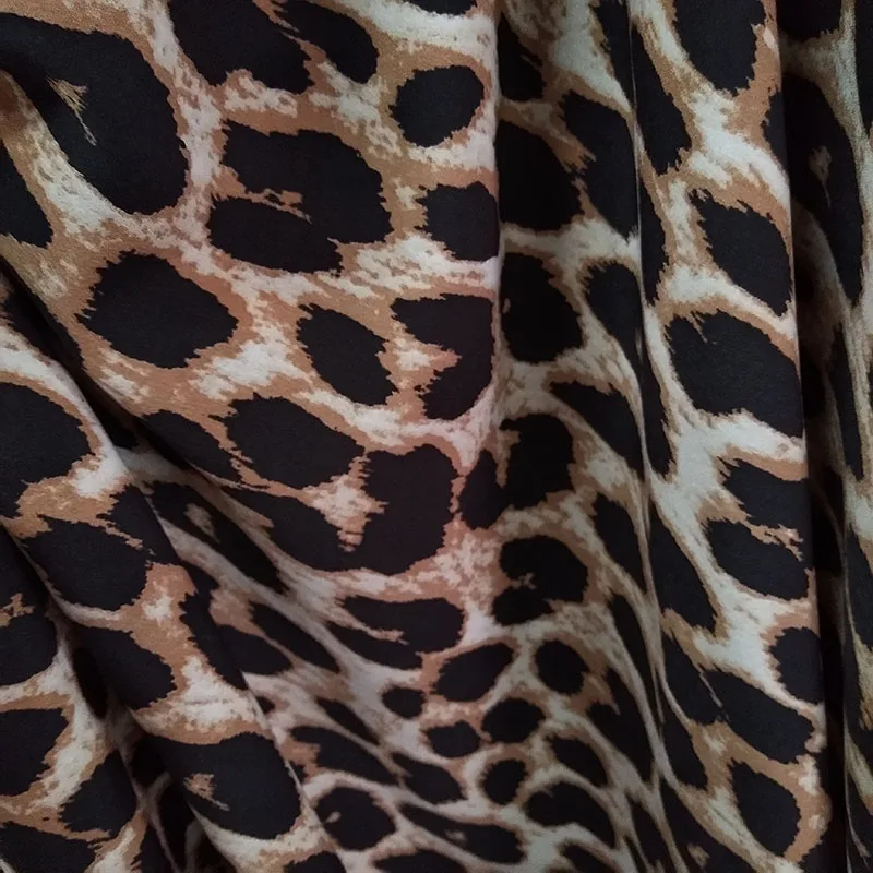 150cm * 1m moda Leopard Parttern tkanina szyfonowa z nadrukiem 100% poliester 3 kolory miękka tkanina szyfonowa dla Diy szycia letnia sukienka