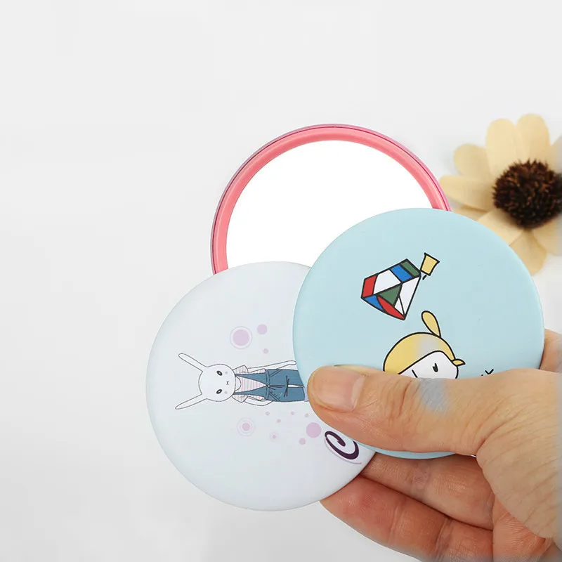 Factory Sale Small Cosmetic Mirror Hand Cartoon Promotion Gift Cute Makeup Portable Korean Pocket Mirror Free EMS/DHL Shipping