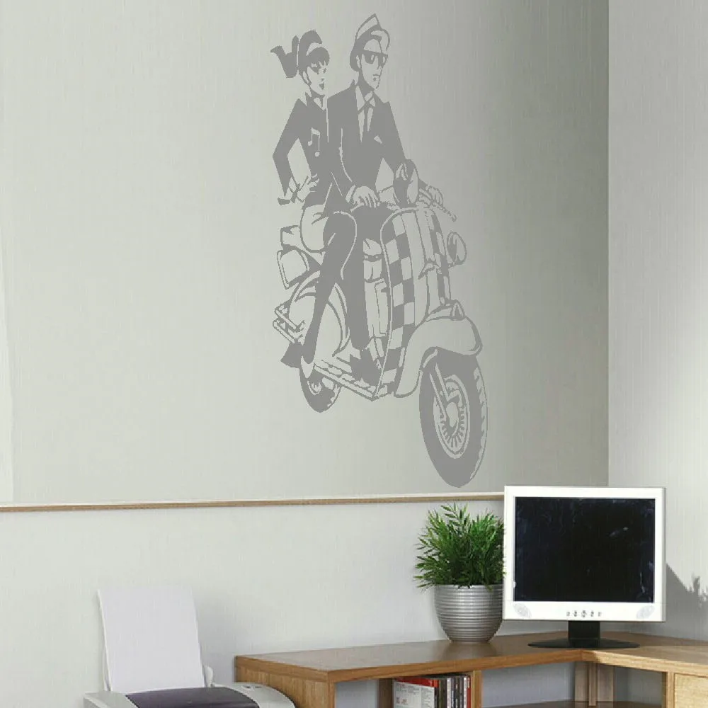 LARGE WALL STICKER SKA SCOOTER MURAL ART DECAL NEW VINYL TRANSFER WALL PAPER DIY HOME DECORATION 2 SIZES