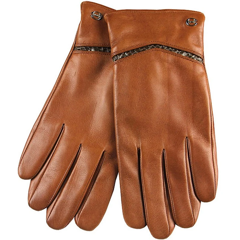 Genuine Leather Business Men Gloves High Quality Goatskin Glove Autumn Winter Plus Velvet Thermal Driving Gloves EM010NCF-5