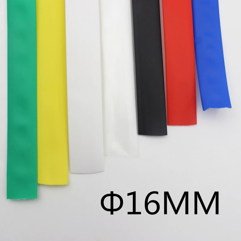 (1Meter/lot) 16MM Inner Diameter Black Heat Shrinkable Tube / Heat Shrink Tubing Color : Black Red Blue Green Yellow