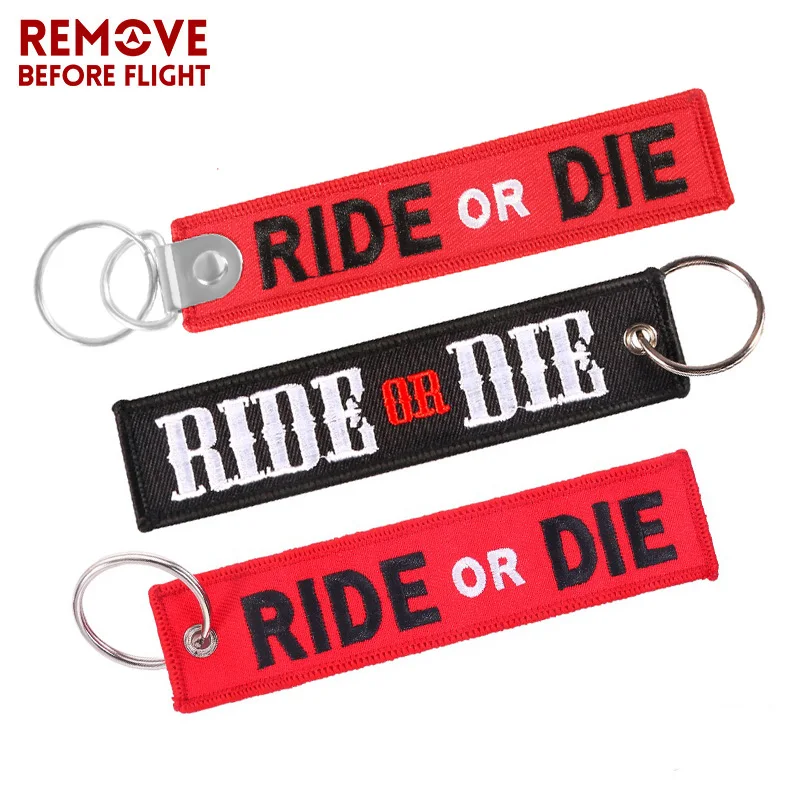 Fashion Car Keychains for Motors RIDE OR DIE Embroidery Letter Auto Key Chain Bijoux Gifts Porte Clef Keychains for Car Keys