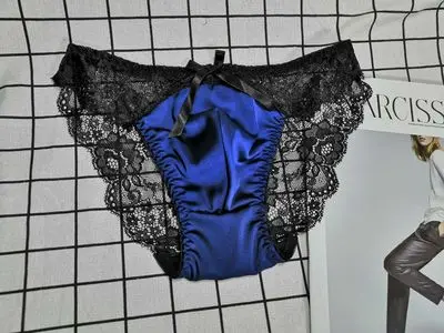 Men Satin Underwear Sexy Sissy Panties Gay Men Shiny Soft  Lace Lingerie Low Rise Stretchy Bikini Briefs sexy men underwear