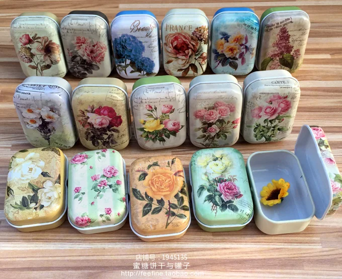 32pc/box Mini Storage Box Flowers series Small kit lithospermum ointment case chewing gum box Small Pill Case Romantic Gift Box