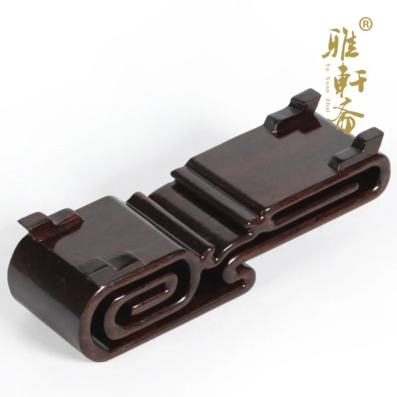 H Zhai stone base mahogany Crafts Gallery jade seal base black Catalpol Large Carved scroll