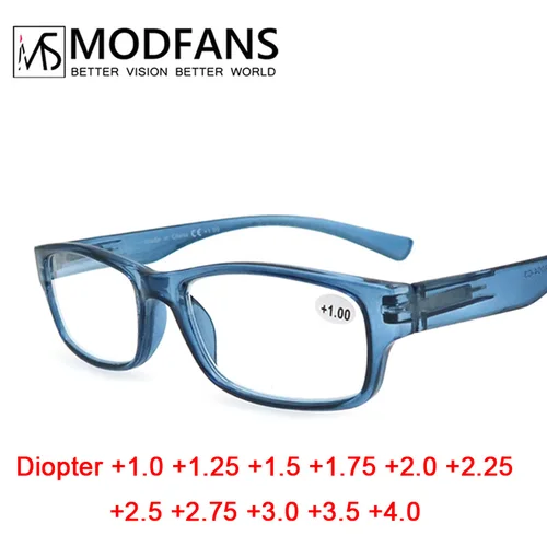 Imagen 2 del producto Gafas de lectura MODFANS, paquete de 3 lectores cuadrados para hombres y mujeres, gafas irrompibles con dioptrías con bisagra de resorte +0,5 a +5,0