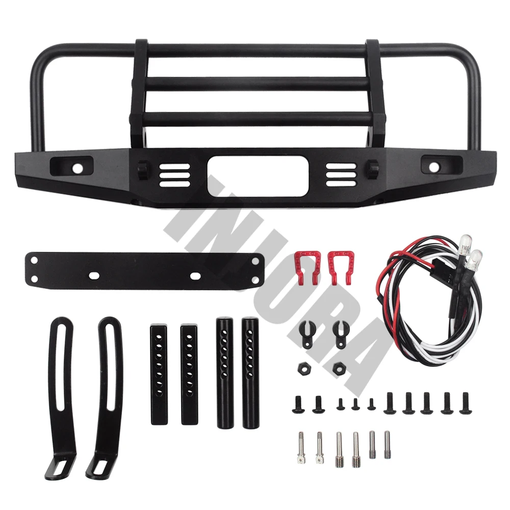 INJORA Adjustable Metal Front Bumper for 1/10 RC Crawler TRX4 Defender Axial SCX10 SCX10 II 90046 90047