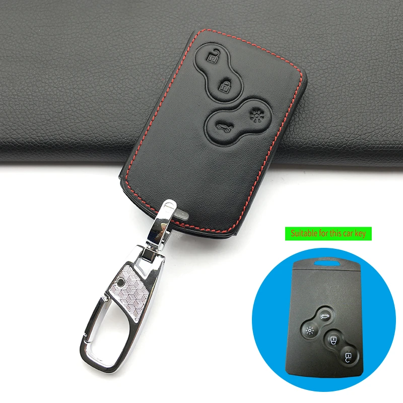 Leather Car Key Case Key Cover For Renault Megane 2 3 4 Koleos Logan Scenic Card Car wallet car keys accessories protect shell