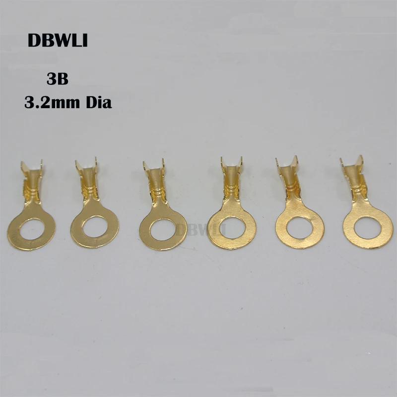 100pcs 2.5mm 3.2mm 4.2mm 5.2mm 6.2mm 8.2mm 10.2mm Dia Copper Circular Splice Terminal Wire Naked Connector For 0.3-1.5mm2 Wire