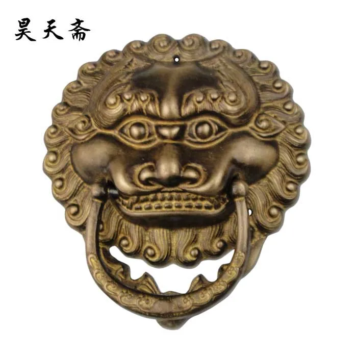 [Haotian vegetarian] special Chinese antique beast head lion head copper handle HTA-102 tri-color large