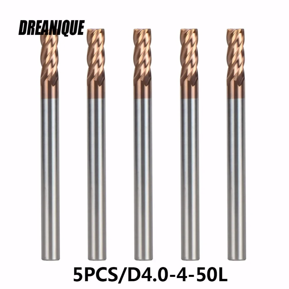 

5pcs/lot D4-4-50 4 Flute Flattened Head Top Quality Tungsten Steel End Mills CNC Milling Cutters End mills High Quality HRC55