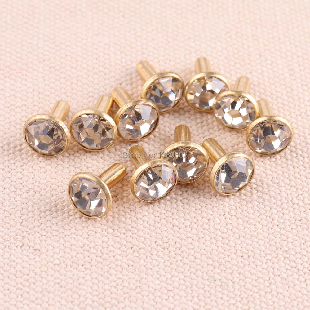 30PCS/LOT Gold Color Fashion Top Quality Crystal Rhinestone Garment belt bag shoes Rivets Rapid Stud for Decoration