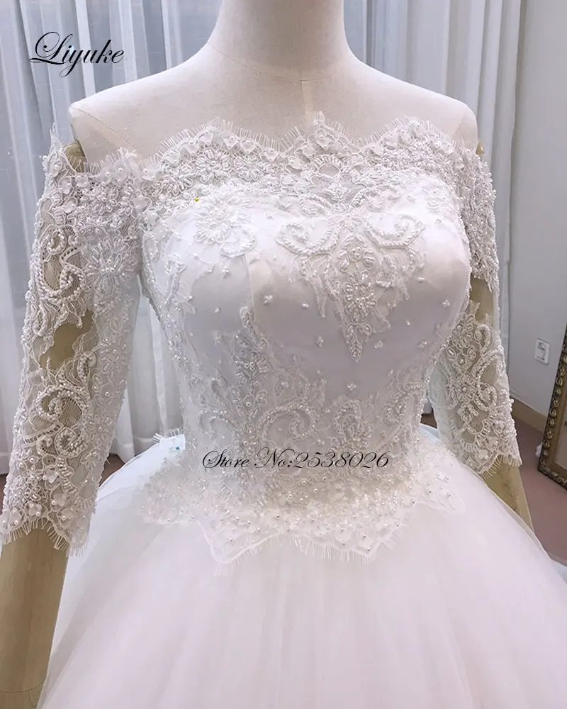 Robe de Mariée Trapèze en Tulle sur Mesure avec Perles, Col Bateau, Traîne Cour, Dentelle Appliquée, Demi-Manches