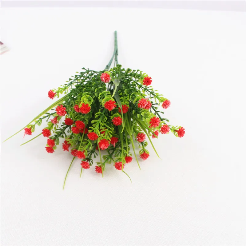 1 Uds. 30cm con 5 ramas plantas de hierba de plástico verde flor Artificial Babysbreath para boda decoración del hogar flor de oficina