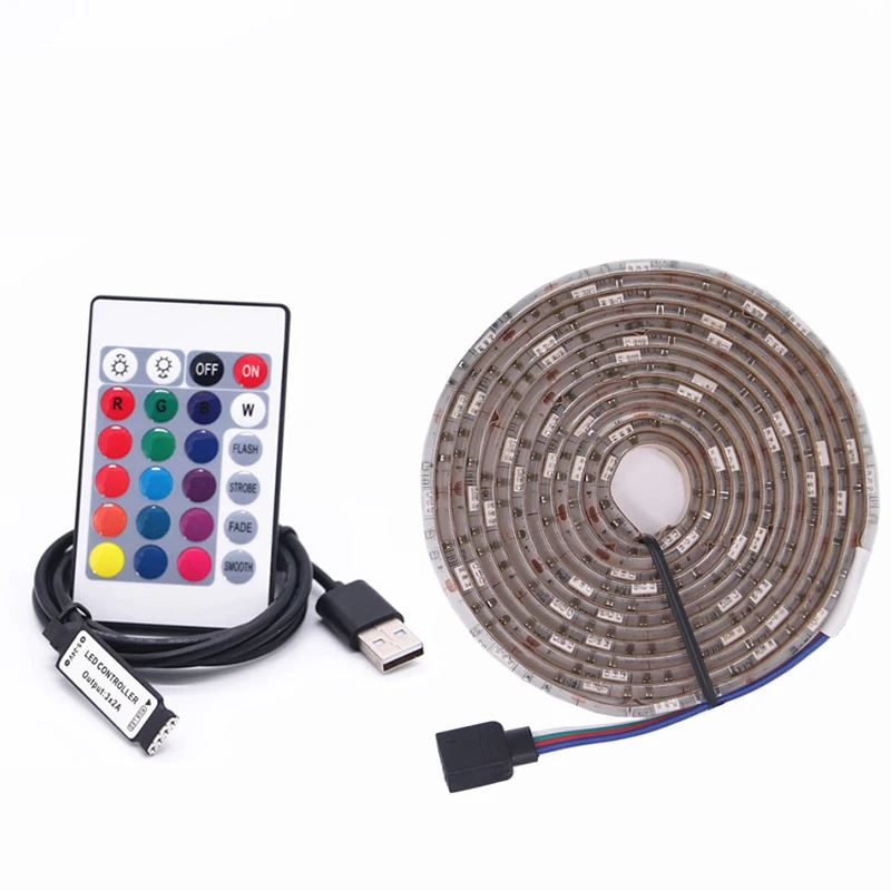 [DENGSUM]USB LED Strip lamp 2835SMD DC5V Flexible LED light Tape Ribbon 1M 2M 3M 4M 5M HDTV TV Desktop Screen  Bias lighting