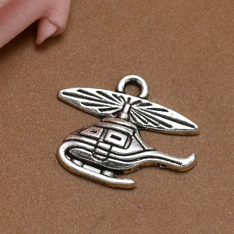 BULK 30 Zinc Alloy Military Helicopter Charms Aircraft, Airforce Plane Pendant Charm Factory Jewelry Findings 19*16mm