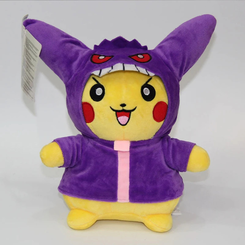 28cm Pocket Animals Toy Pikachu Cosplay Eevee Gengar Plush Stuffed Dolls Eevee with Cloak Cos Pikachu Toy Kids Christmas Gift