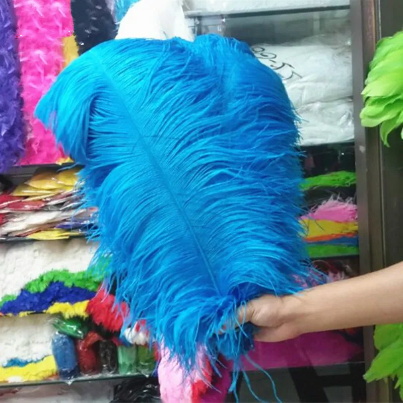 High quality 10PCS Thick pole ostrich feather lake blue ostrich plumage 55-60cm / 22-24 inches plume performing decorations