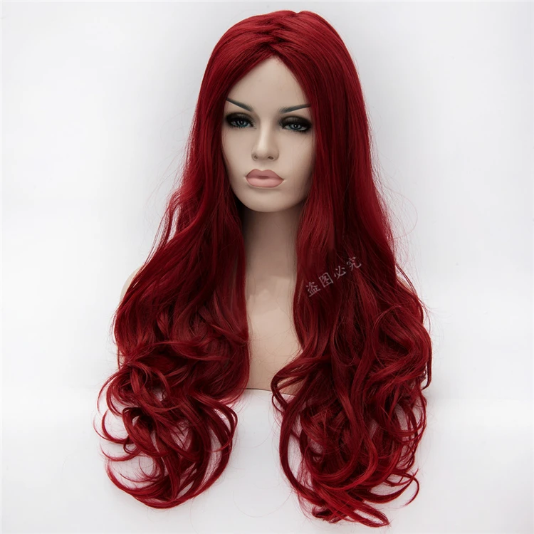 Poison Ivy 70cm Wine Red Long Wavy Cosplay Wig Heat Resistant Cosplay Costume Wig