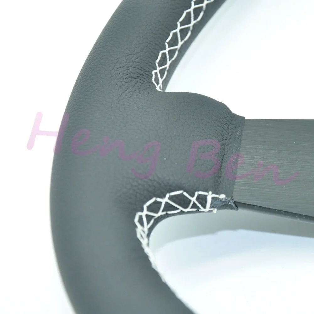 HB High Quality Universal Fits Racing Sport 320mm PU Leather Deep Dish Alloy Steering Wheel 5163