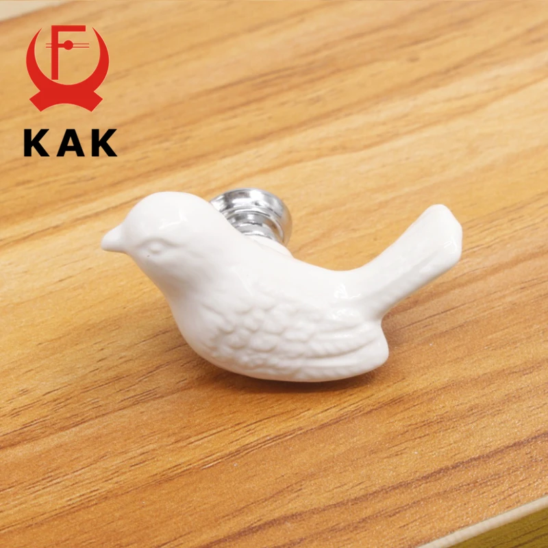 KAK Ceramic Peace Dove Drawer Knobs 3D Cartoon Bird Cabinet Cupboard Handles Novelty Creative Fashion Furniture Handles Hardware