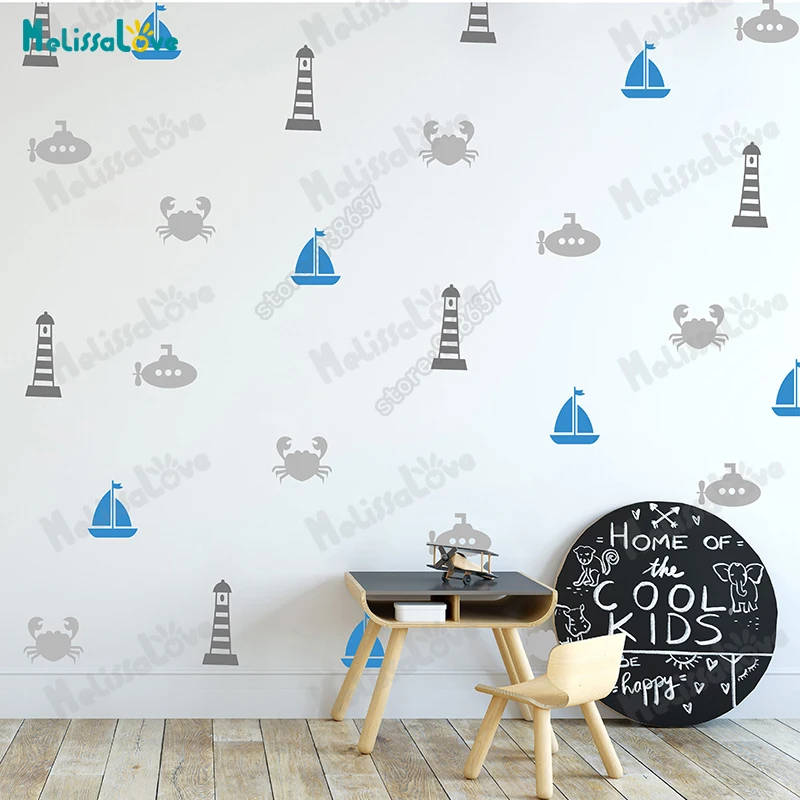 Maritime Theme Decal Nursery Decor Vinyl Removable DIY Wall Stickers Bedroom Self Adhesive Art Mural Sticker JW580