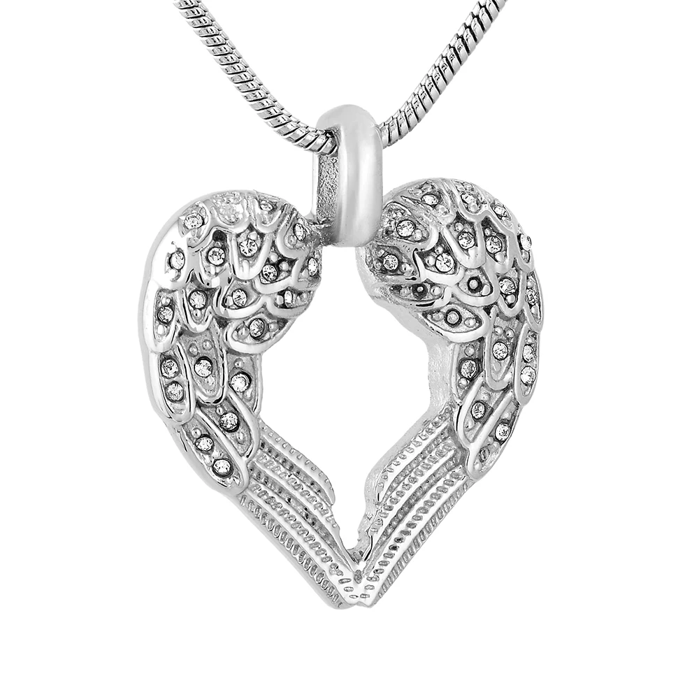 

CMJ9777 Angel Wing With Crystal Keepsake Urns Memorial Jewelry For Pet/Human Ashes Cremation Pendant Necklace Women Jewelry