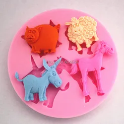 cartoon animals horse cattle sheep cake molds soap chocolate mould for the kitchen baking cake tool DIY  FM097