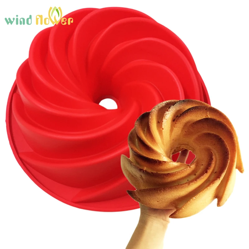 Wind flower Food Grade Big Swirl Shape Silicone Chocolate Cake Mold Cakes Dessert Bakeware Mold DIY Baking Cake Tools